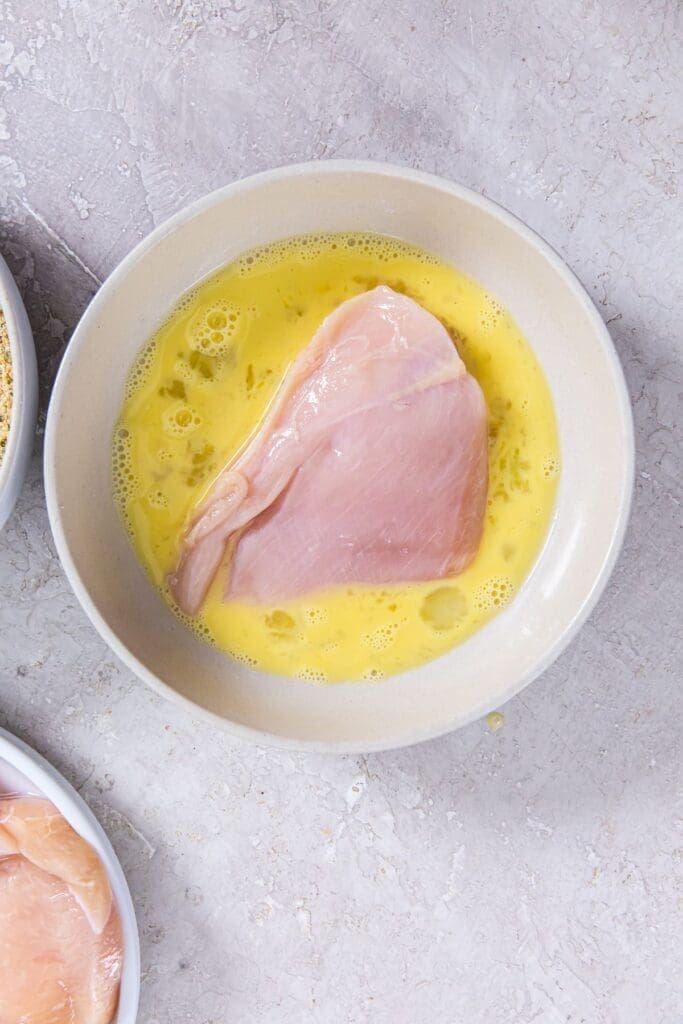 egg wash and chicken inside
