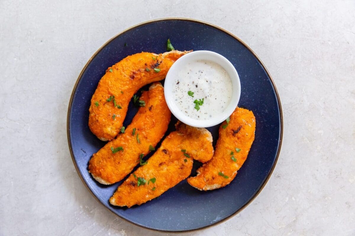Chicken Air Fryer Recipes a Plate of Easy Air Fryer Buffalo Chicken Tenders