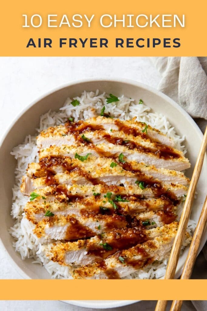 ebook cover for 10 easy chicken air fryer recipes ebook