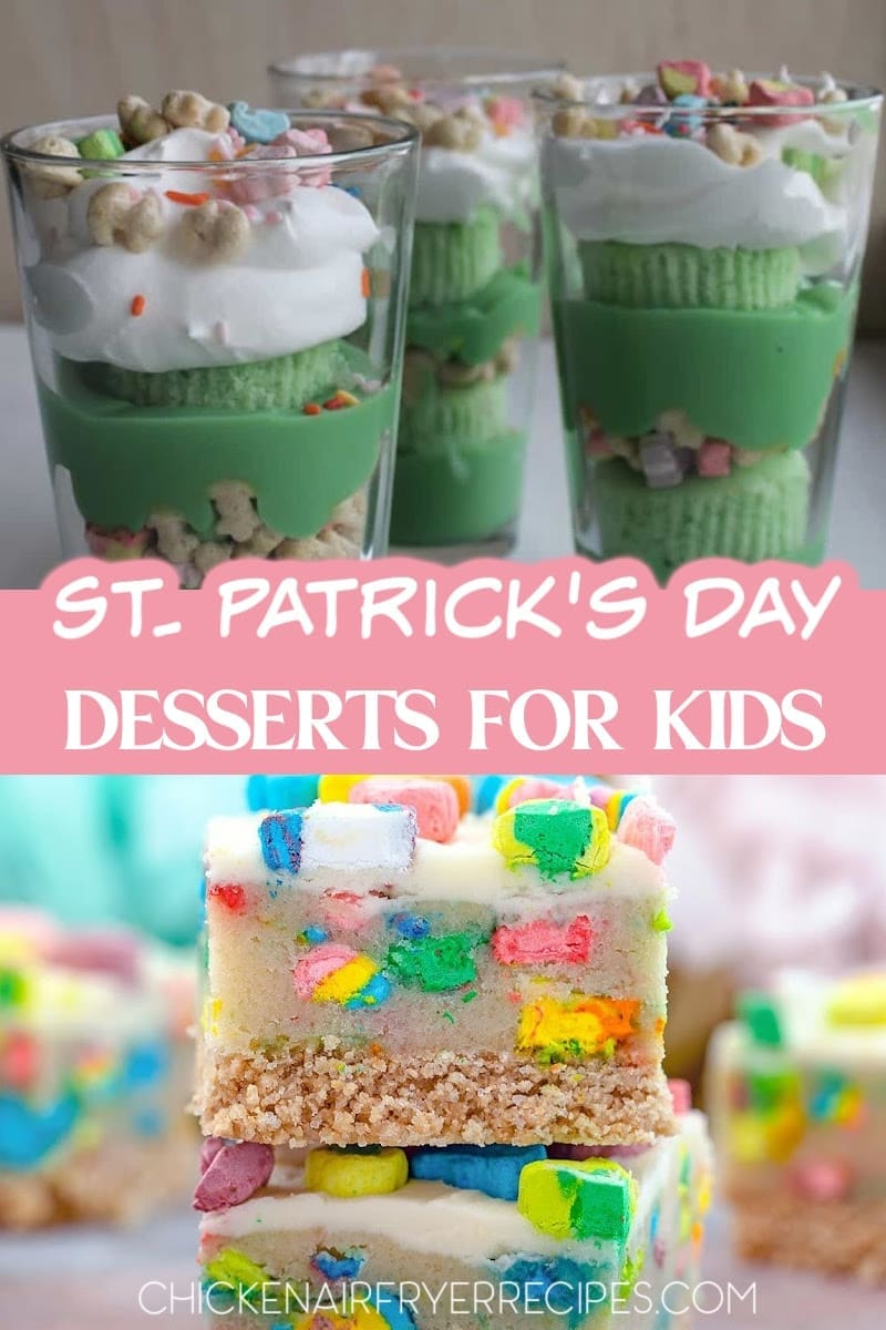 These fun St. Patrick’s Day desserts for kids are colorful, sweet, and fun to make after a delicious air fryer dinner. St. Patrick's Day Treats | Lucky Charms Desserts | Green-Themed Desserts | Shamrock-Shaped Desserts | Kid-friendly St. Patrick's Day Sweets | Homemade St. Patrick's Day Desserts | Pot of Gold Desserts | Rainbow Desserts for St. Patrick's Day