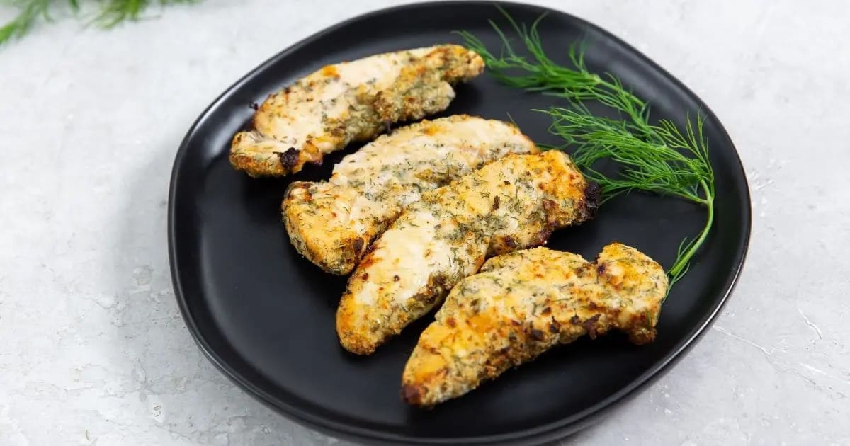 Best Chicken Air Fryer Snacks for Kids a Plate of Easy Air Fryer Ranch Chicken Tenders