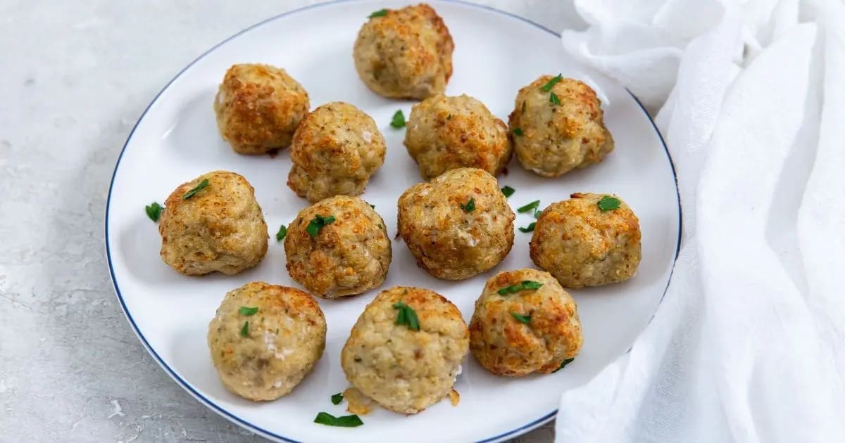 Best Chicken Air Fryer Snacks for Kids a Plate of Easy Air Fryer Chicken Meatballs