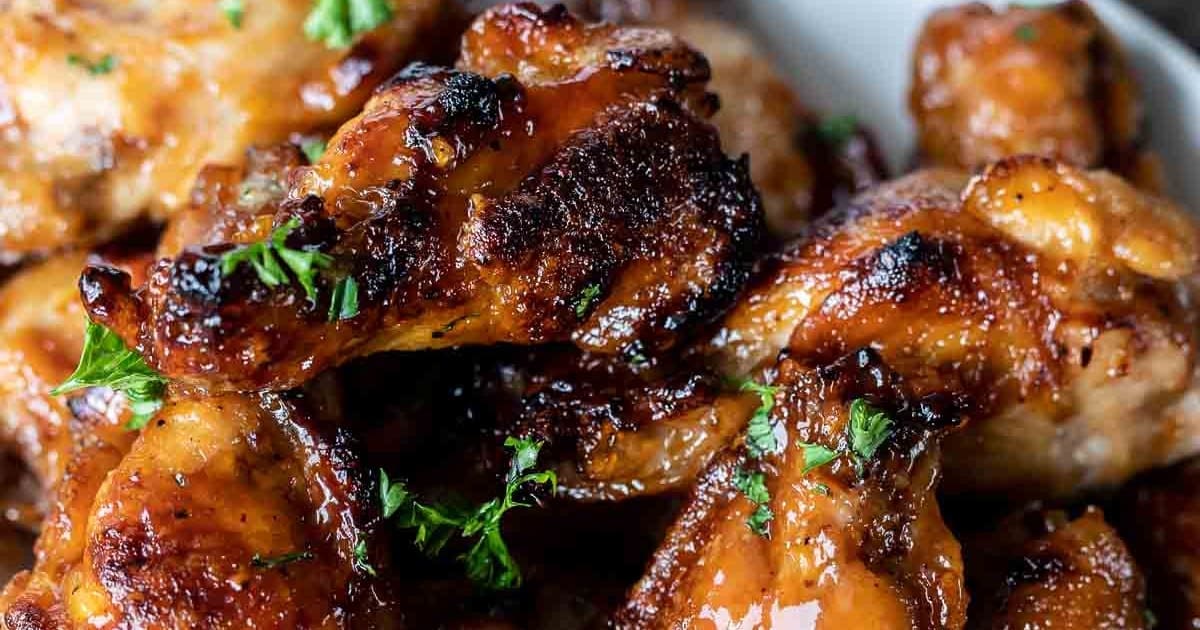 Air Fryer Chicken Wings for Your Summer BBQ Close Up of a Plate of Air Fryer Honey BBQ Wings