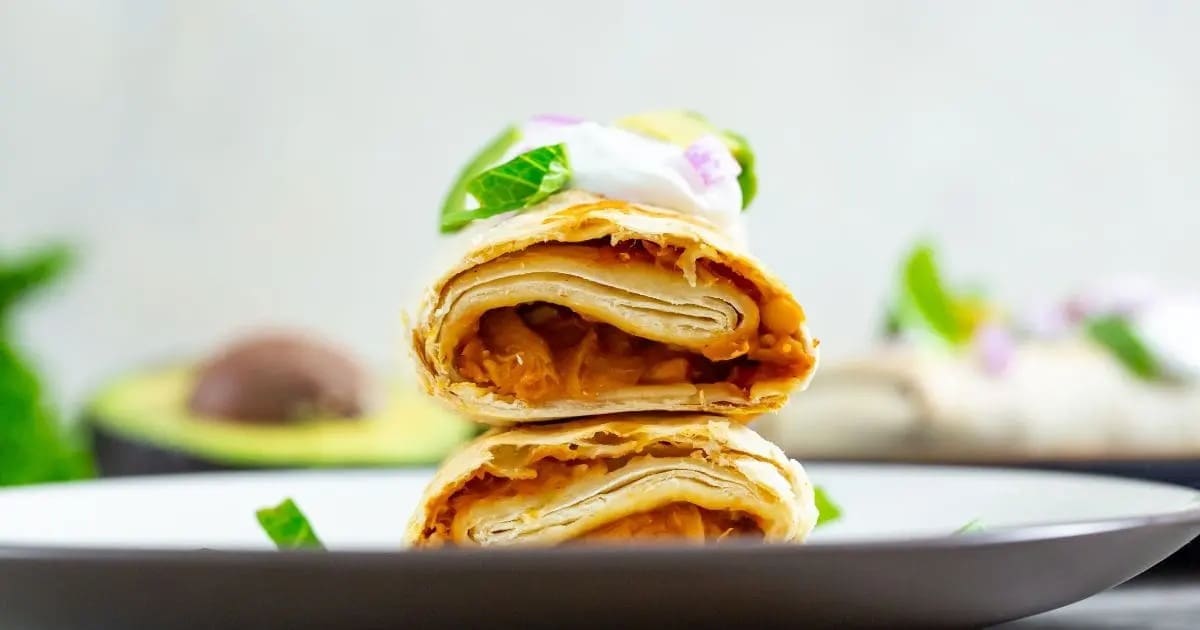 Chicken Air Fryer Recipes That'll Make Your Family Go Bananas Quick & Easy Air Fryer Trader Joe's Chicken Burritos on a Plate